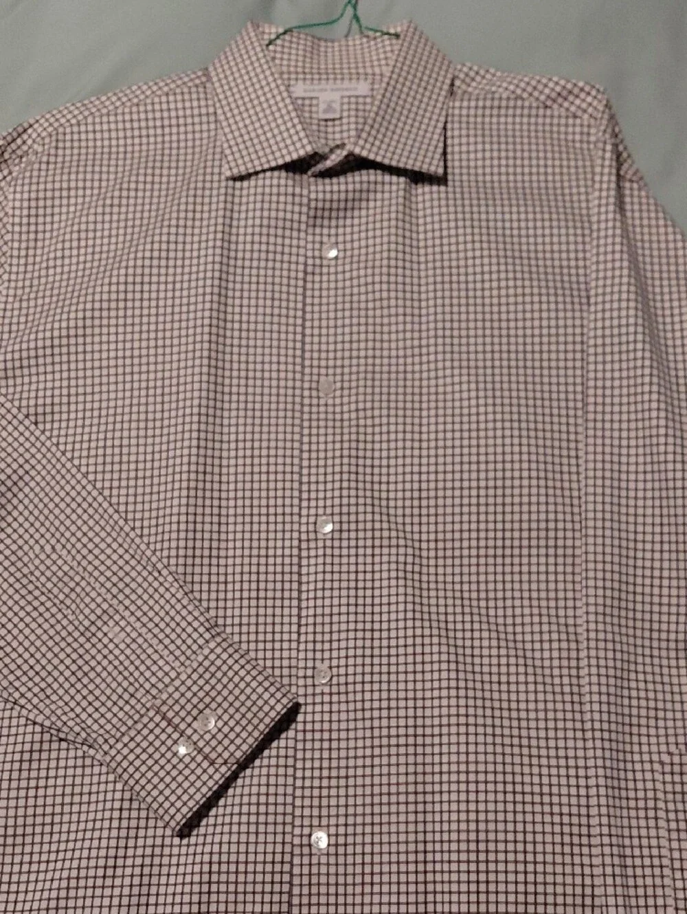 Banana Republic Men’s White Shirt with Navy Windowpane Check